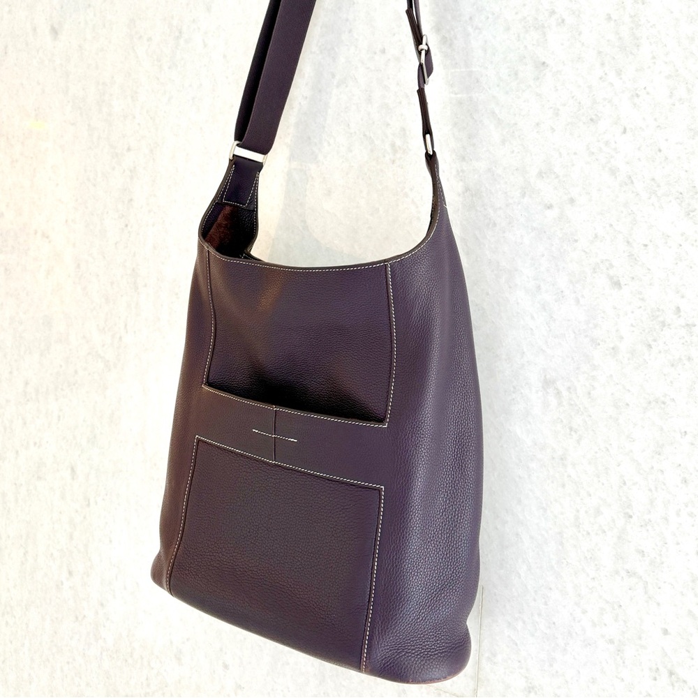 Authentic Hermes Goodnews messenger Chic Purple clemence Leather crossbody bag - Picture 15 of 16
